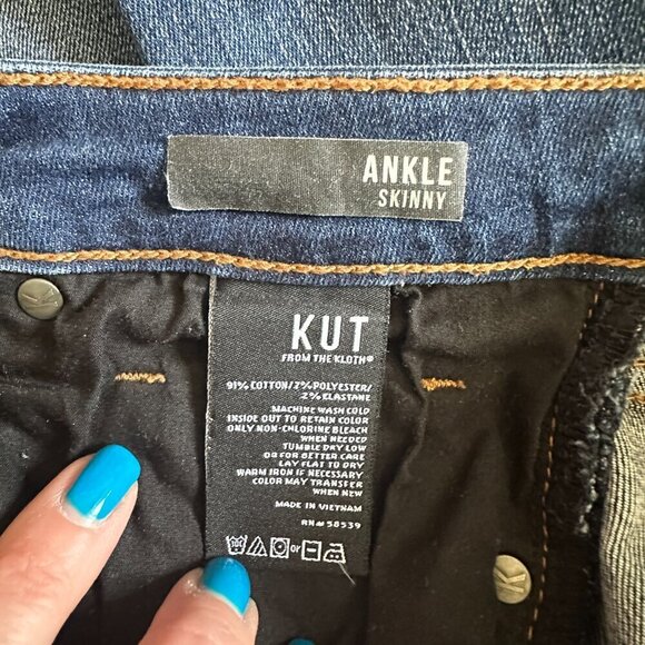 Women's 10 Kut from the Kloth Ankle Skinny Stretch Distressed Zipper Fly - Picture 7 of 8